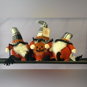 Halloween Gnome Trio with Orange Sweaters